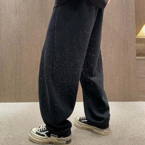 美式满天星直筒宽松运动休闲裤春