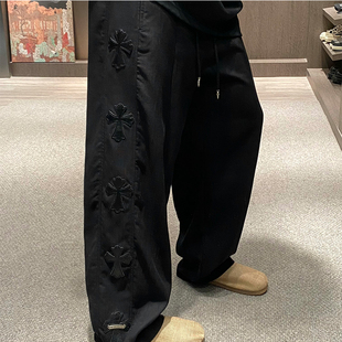 MXD UGLY潮牌刺绣老钱风棉麻复古休闲裤男夏季新款松紧腰抽绳长裤