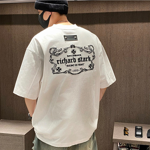 MXD UGLY美式复古潮牌图腾刺绣重磅短袖T恤男夏季宽松痞帅ins上衣