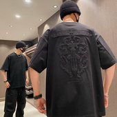 MXD 高街植绒宽松短袖 UGLY美式 奢潮高级感刺绣重磅圆领T恤男时尚