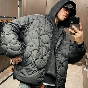 潮牌刺绣假两件菱格外套 冬季 MXD UGLY90白鸭绒连帽轻薄羽绒服男士