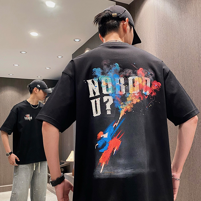 MXD UGLY2026年夏季新款彩色烟花字母刺绣短袖T恤男潮牌嘻哈上衣