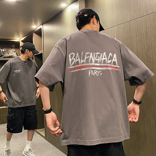 UGLY美式 重磅纯棉短袖 潮牌字母印花男士 半袖 T恤 休闲圆领大码 MXD