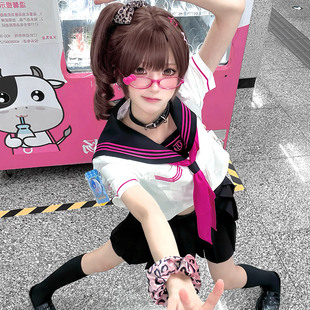 水手服套装 绊JK原创玫粉色学院风学生校服短袖 莓铃女子