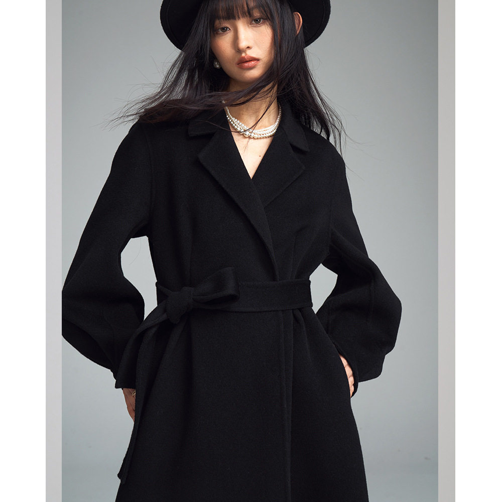 冬新法式复古赫本风黑色高级感羊蹄袖羊毛大衣外套女,女装/女士精品,毛呢外套,淘宝优惠券,粉丝福利购,淘宝优惠卷