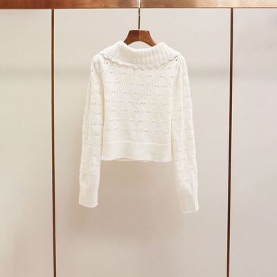 衣莉卓雅秋冬新款韩系甜美温柔气质蝴蝶结翻领针织开衫女