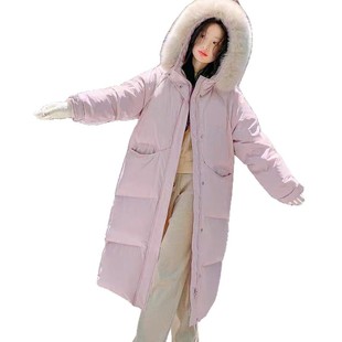 MM明摩同款女装羽绒服女冬季2025中长款狐狸毛领加厚90白鸭绒外套