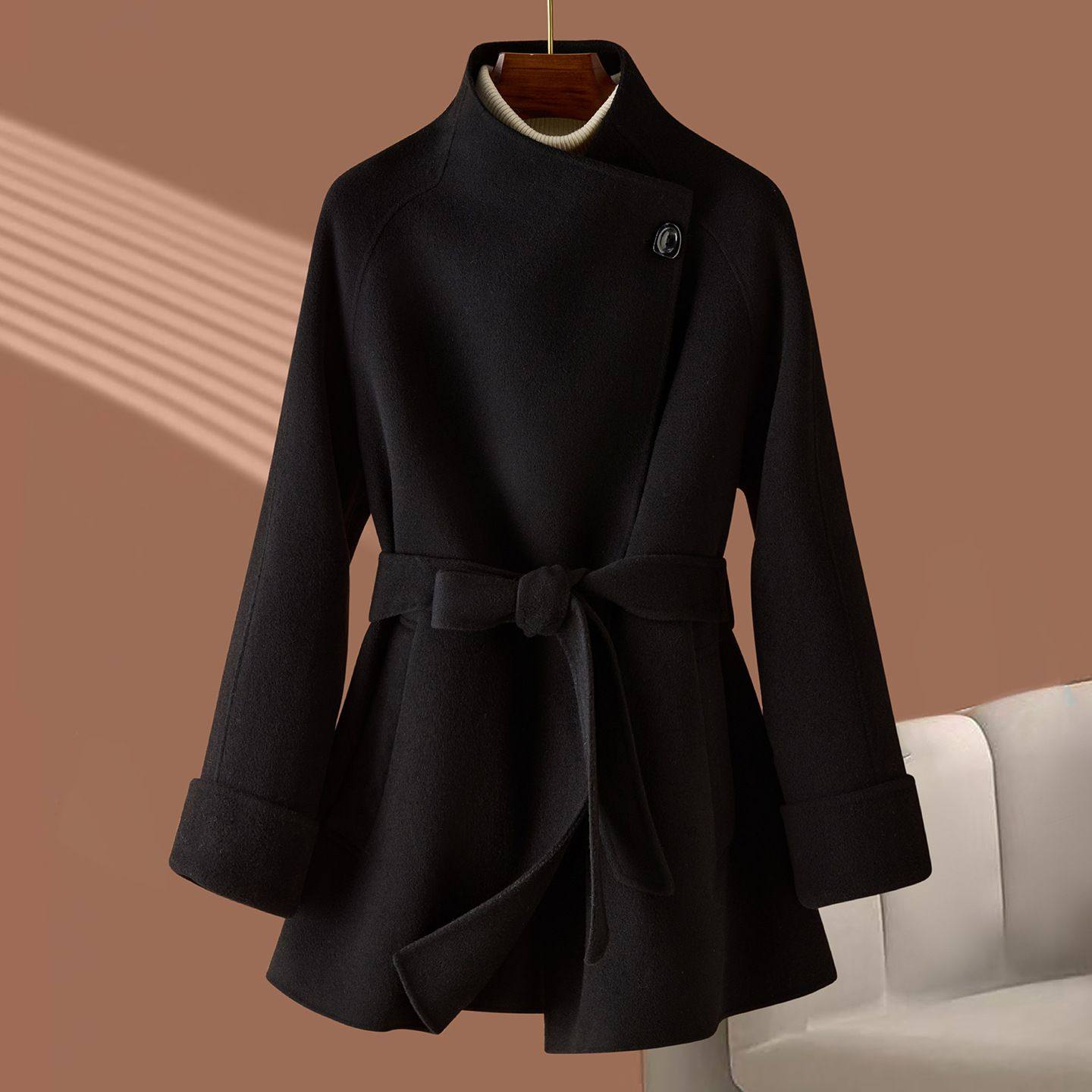 双面绒羊毛大衣女中长款2026春季新款小个子气质高端收腰毛呢外套,女装/女士精品,毛呢外套,淘宝优惠券,粉丝福利购,淘宝优惠卷