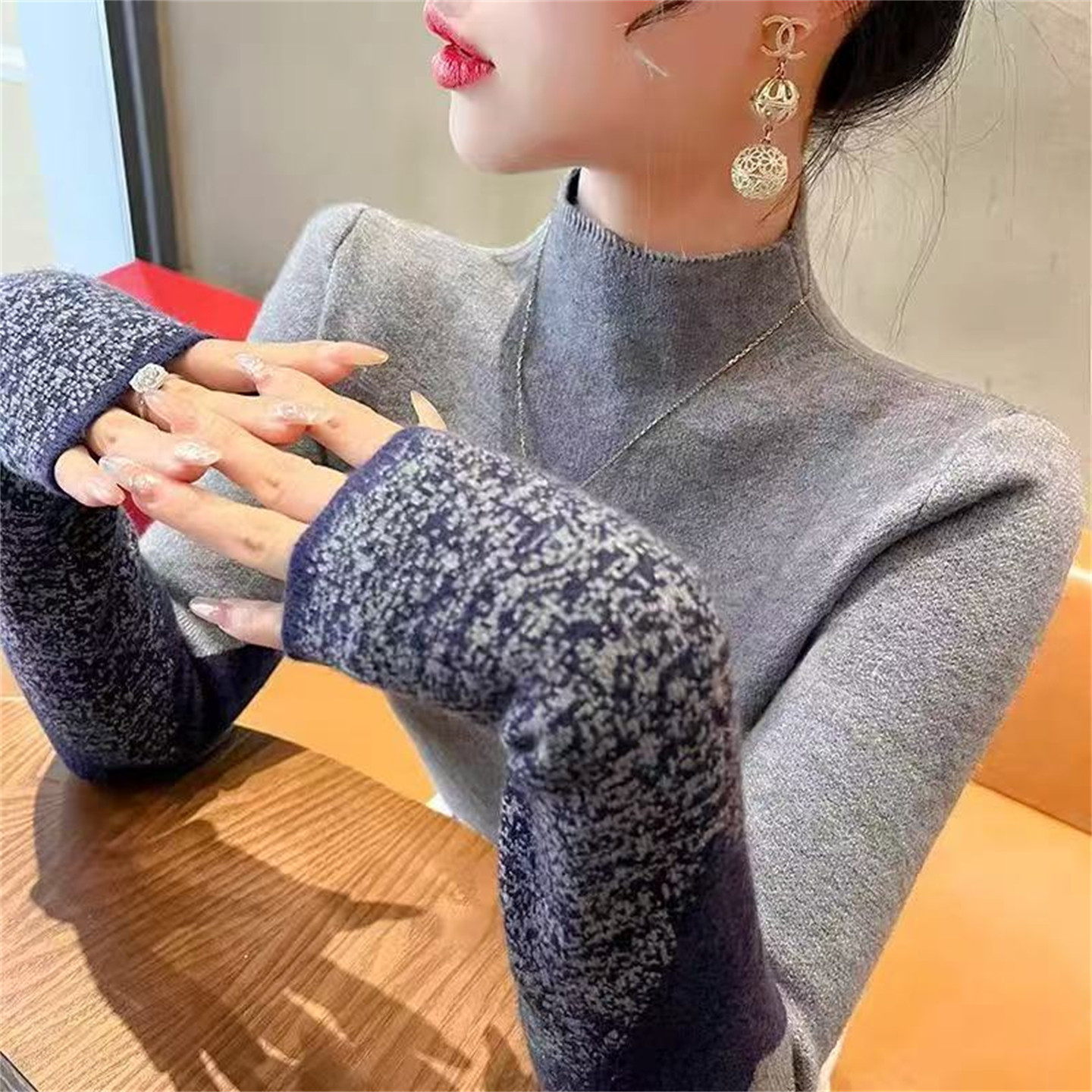 秋装新款2026年爆款半高领针织衫洋气时尚套头毛衣内搭女士上衣