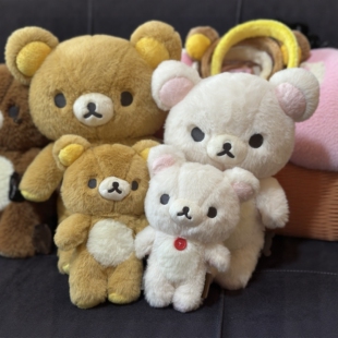 新款日系sanx长毛可爱轻松熊M熊哥熊妹基础款裸熊毛绒玩具包包