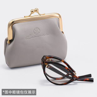 折叠便携老花镜玳瑁色圆形眼镜架收纳盒时尚迷你手拿包老花眼镜潮