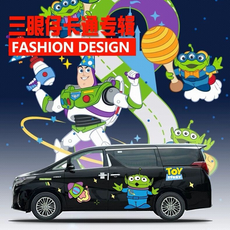 三眼仔外星人汽车贴纸适用于传祺M8商务车MPV卡通装饰拉花埃尔法