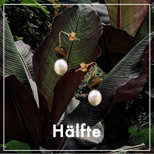 小众halfte原创虎眼石珍珠耳钉