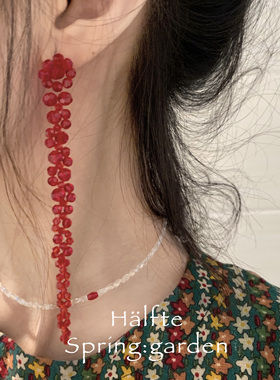 simone roch 走秀款 网红博主同款手工串珠流苏长款耳环水晶