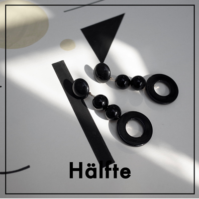 极简主义几何黑色耳环