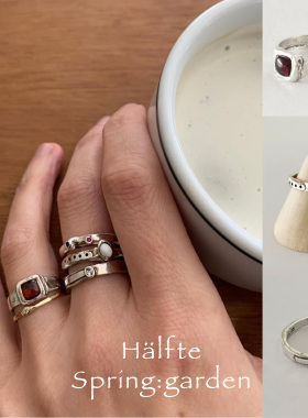 韩系小众设计mars25自制款复古手工925银红宝石戒指复古时尚做旧