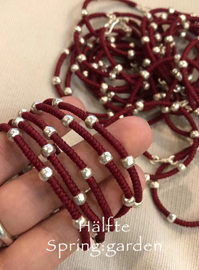 本命年捶打银红色蜡绳编织手绳