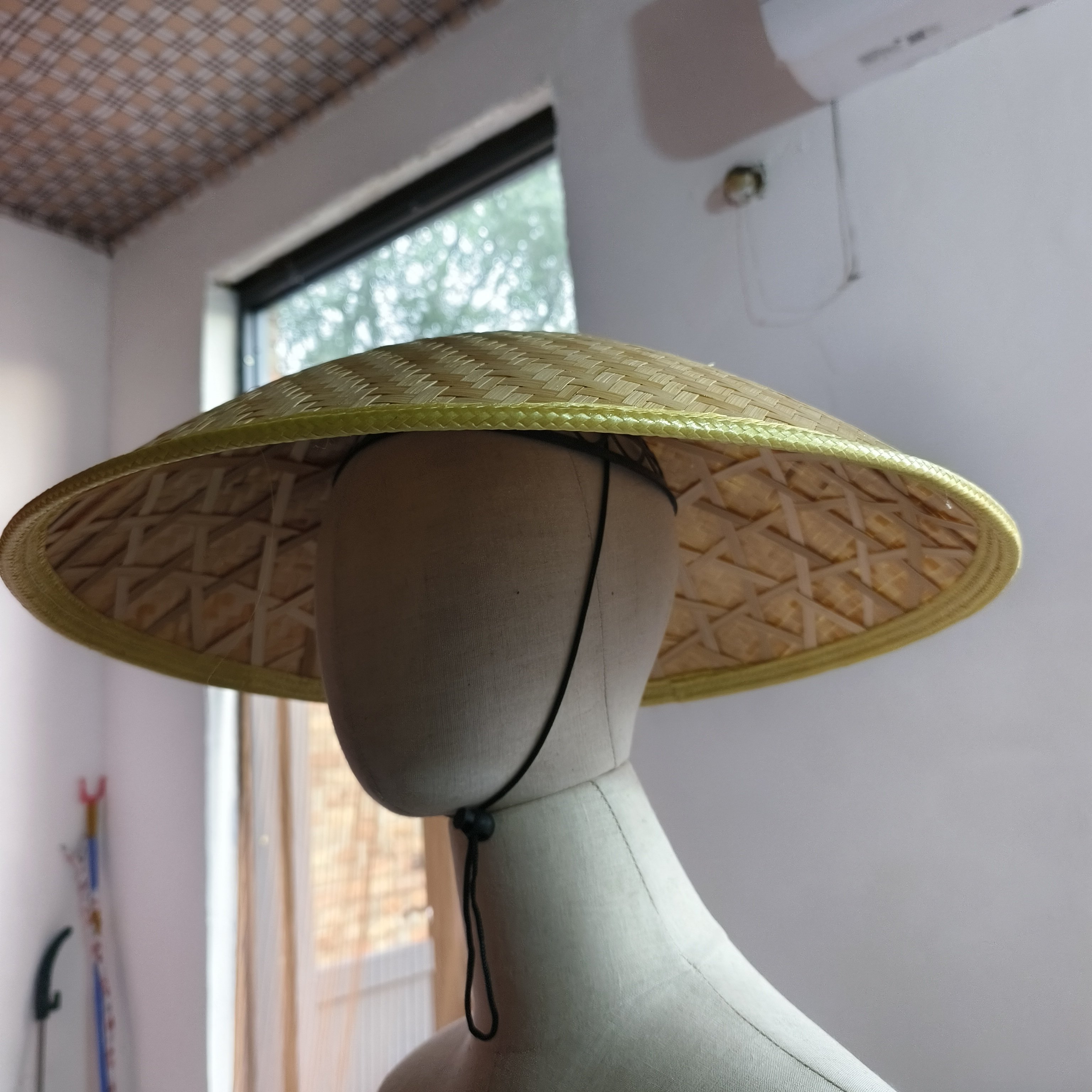 竹编庙宇寺院一休和尚化缘佩带斗笠帽舞台送内圈帽绳扎带45厘米 - 实物图