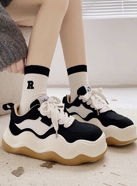 宝藏推荐！增高显腿细！松糕厚底波浪面包鞋休闲运动百搭潮板鞋女