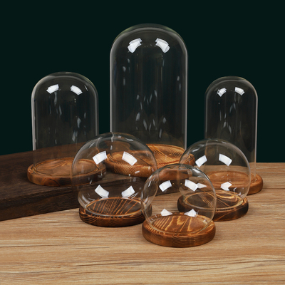 促销永生花玻璃罩干花透明展示盒人偶圣诞树积木手模手办防尘罩