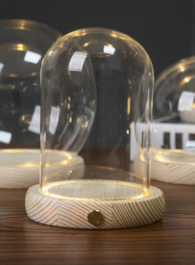 玻璃罩展示盒侧面开关发光底座