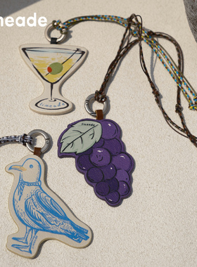 limeade原创复古挂脖配饰皮牌挂饰 包包饰品钥匙扣百搭小挂件