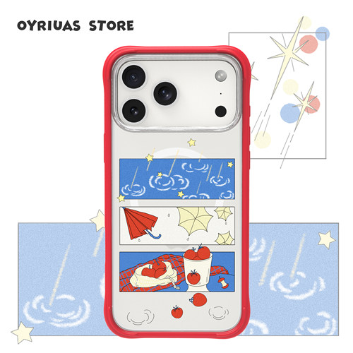 Oyriuas iPhone15/16/17pm  雨落星光  磨砂磁吸可拆卸硅胶边框手机壳触控按键全包手机保护套磨砂背板抗指纹