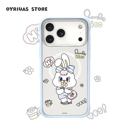 OyriuasX条带兔莉可联名 春日赴约 苹果16pm/17pm磨砂磁吸可拆卸液态硅胶手机壳全包磨砂抗指纹防摔可爱