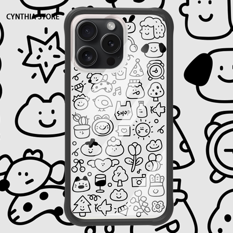 苹果15Promax液态硅胶动漫涂鸦