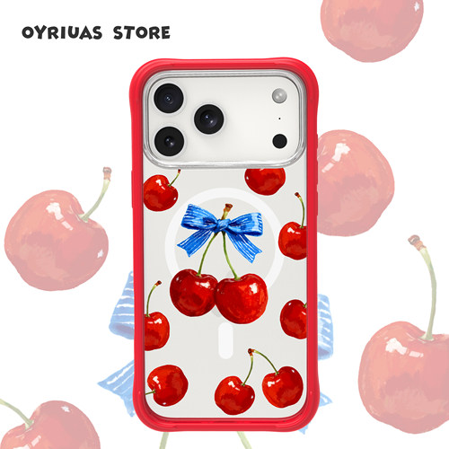 Oyriuas iPhone17/16/15pm 樱桃物语 磨砂磁吸 可拆卸硅胶边框手机壳 触控按键全包手机保护套抗指纹
