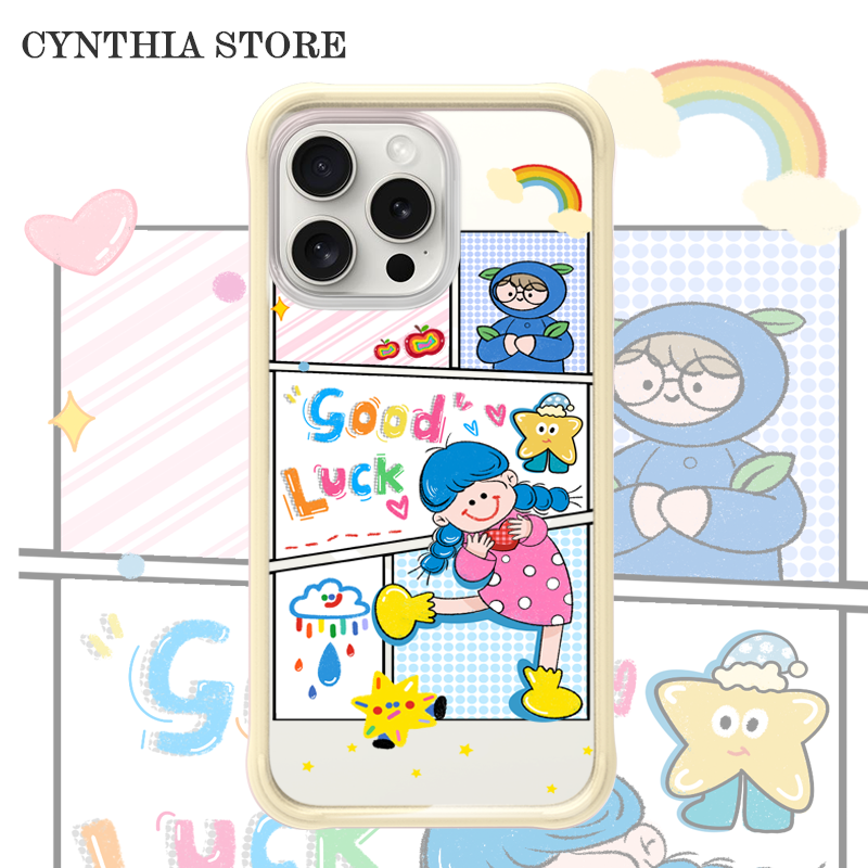 Oyriua Cynthia 新品童趣漫画高光磁吸适用iPhone 15/16pm硅胶边框手机壳可拆卸背板抗指纹抗刮花 可爱童心