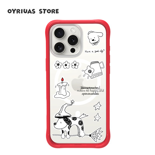 Oyriuas iPhone17/16promax磨砂磁吸魔法小狗 液态硅胶边框手机壳可拆卸替换背板 抗指纹肤感万圣联名