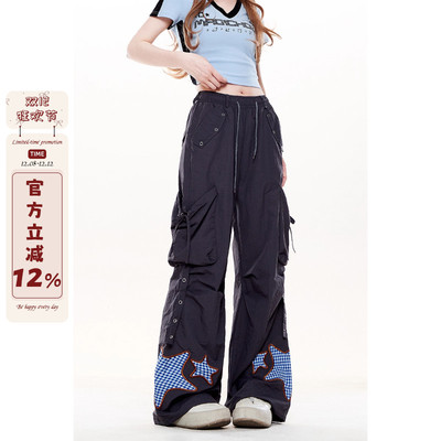 美式宽松运动风工装裤女春秋季