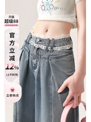 Тонкие небольшие дизайнерские джинсы, летние кружевные штаны, тренд сезона, кружевное платье