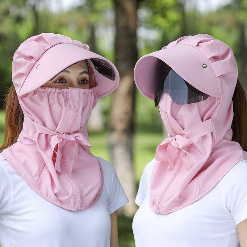 防晒帽子女夏季全遮脸太阳帽防紫外线骑电动车大沿户外遮阳帽面罩