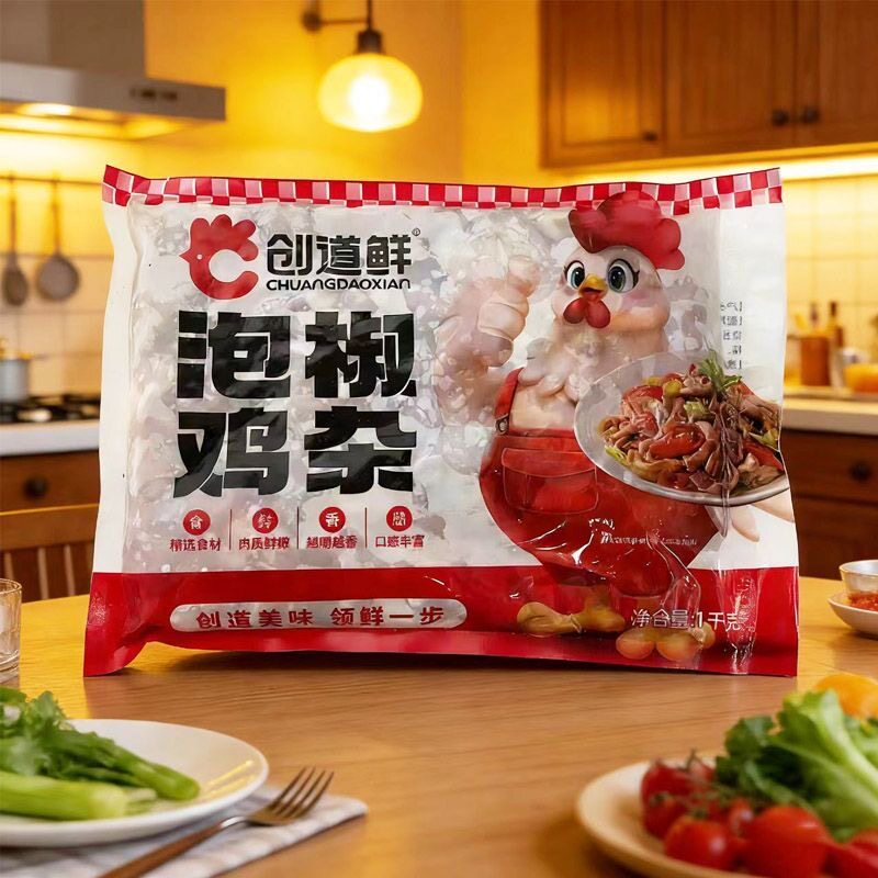 创道鲜泡椒鸡杂1kg酸辣香辣速冻生制品冷冻半成品团餐湘菜小炒