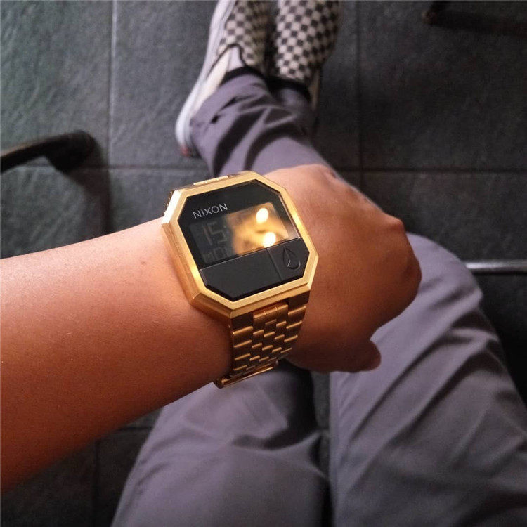 尼克松手表 nixon a158502数显八角方形表盘土豪金男女石英表
