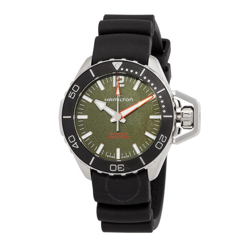 HAMILTON男士腕表夜光防水自动上链80小时动力钢壳橡胶带陶瓷圈