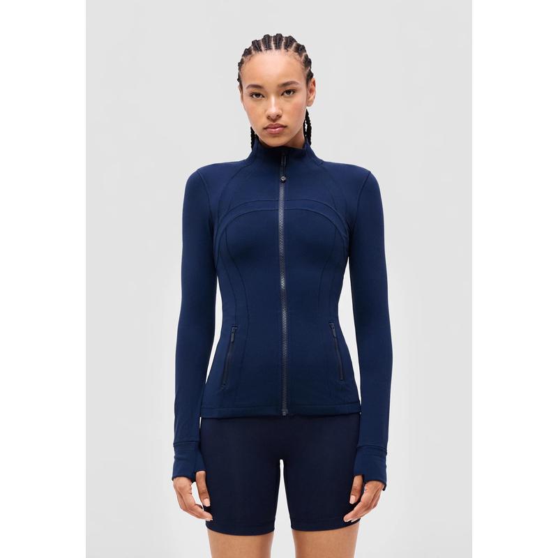 海外代购lululemon/露露乐蒙女士运动茄克指洞拉链口袋修身长袖