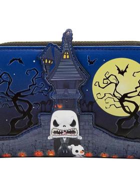 代购Loungefly女士钱包多卡位证件插槽便携收纳防滑设计蓝色皮革