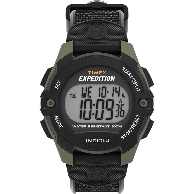 代购Timex天美时手表男腕表计时闹钟夜光定时树脂防水黑色41mm户