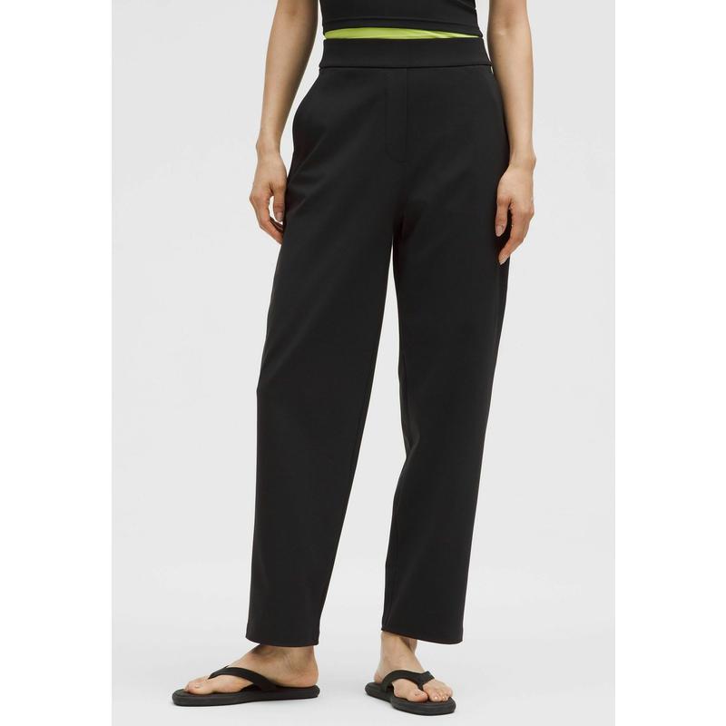 lululemon/露露乐蒙女式运动长裤高腰褶皱训练健身休闲透气直筒裤