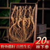 长白山人参20年林下参高龄参泡酒专用吉林人参礼盒装 整枝礼品干参