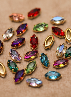 【5*10m小号马眼金底手缝钻】老佛爷法绣辅料娃衣服装手工刺绣diy