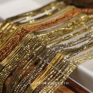 11月 2mm迷你切面古铜金色法绣手项链珠饰品材料串珠配件 鎏金