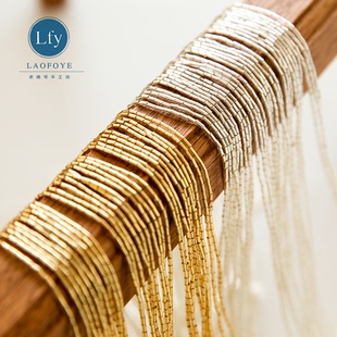 法式刺绣进口管珠 3*1.5mm灌金灌银1分亮管珠  法绣成串珠管50cm