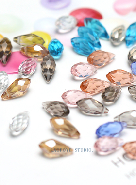 12月 【6*12mm】水晶吊坠横空切面珠  国产透明炫彩水滴形珠