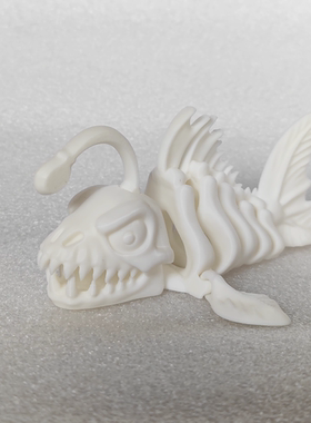 3D打印灯笼鱼安康鱼骨骼模型鮟鱇鱼骨架玩具仿真海洋动物琵琶鱼