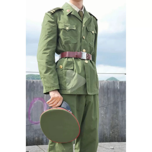 老款式夏季87的确良夏服铜扣涤良黄绿色金扣子小西领褂子怀旧收藏