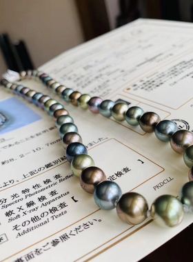 证书莫兰迪皇后大溪地祖母绿项链